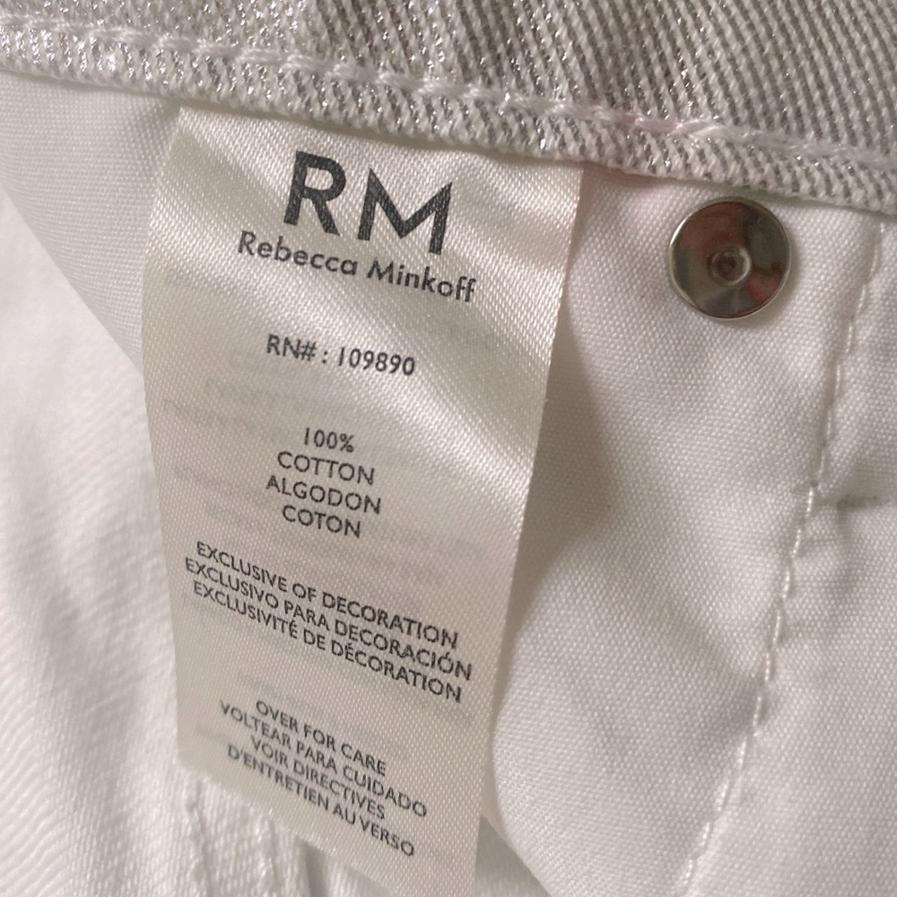 Rebecca Minkoff Women's Metallic Silver Jeans Size 14 NWT 100% Cotton Trendy Y2K - Picture 15 of 16